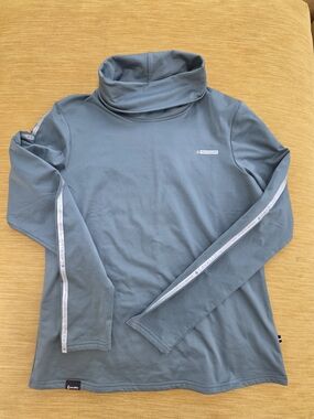 Cavallo Soft Turtleneck Long Sleeve Top Green Gray Thermal Equestrian Size 14